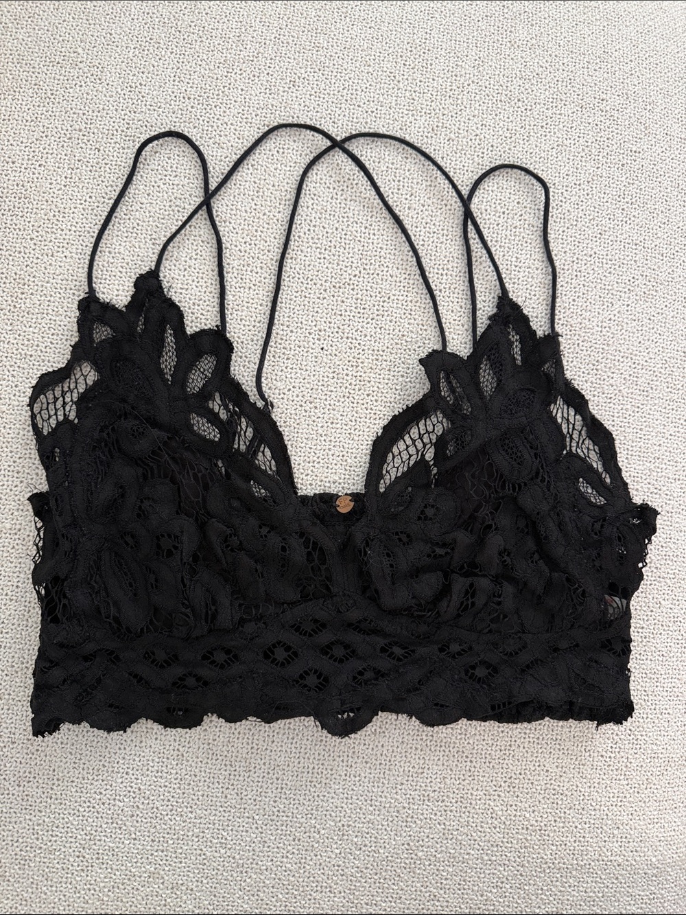 Free People Black Lace Floral Bralette